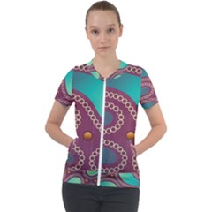 Background Pattern Non Seamless Short Sleeve Zip Up Jacket