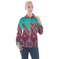 Background Pattern Non Seamless Women s Long Sleeve Pocket Shirt