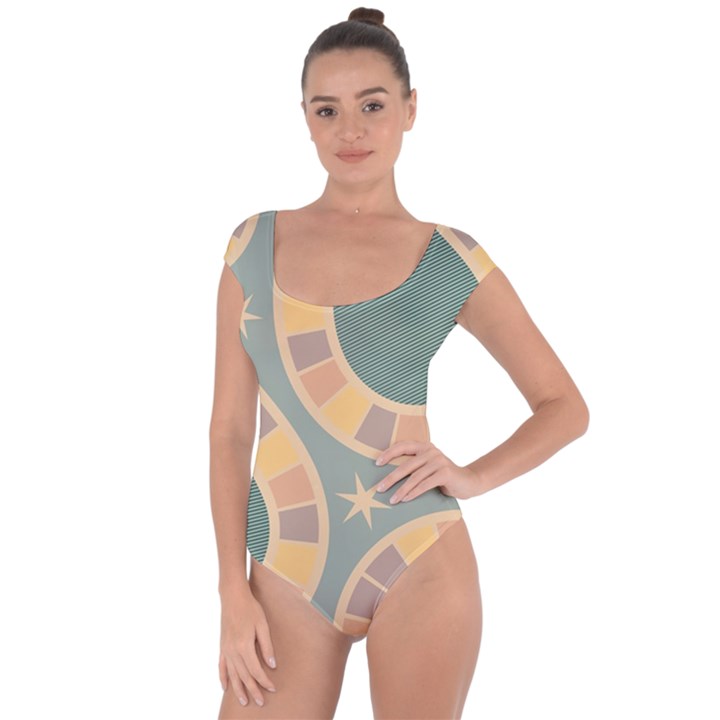 Background Pattern Non Seamless Short Sleeve Leotard 