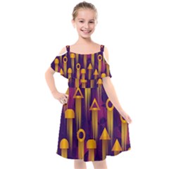 Background Pattern Non Seamless Kids  Cut Out Shoulders Chiffon Dress