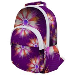 Floral Non Seamless Pattern Purple Rounded Multi Pocket Backpack