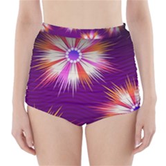 Floral Non Seamless Pattern Purple High-waisted Bikini Bottoms