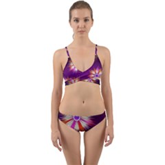 Floral Non Seamless Pattern Purple Wrap Around Bikini Set by Pakrebo