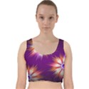 Floral Non Seamless Pattern Purple Velvet Racer Back Crop Top View1