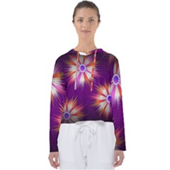 Floral Non Seamless Pattern Purple Women s Slouchy Sweat