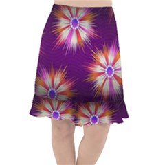 Floral Non Seamless Pattern Purple Fishtail Chiffon Skirt