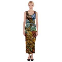 Texture Stone Structure Pattern Fitted Maxi Dress