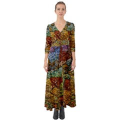 Texture Stone Structure Pattern Button Up Boho Maxi Dress