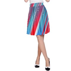 Abstract Red White Blue Feathery A-line Skirt