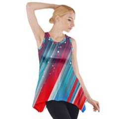 Abstract Red White Blue Feathery Side Drop Tank Tunic by Pakrebo