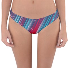 Abstract Red White Blue Feathery Reversible Hipster Bikini Bottoms