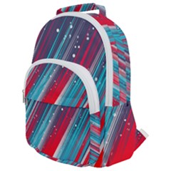 Abstract Red White Blue Feathery Rounded Multi Pocket Backpack