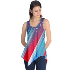 Abstract Red White Blue Feathery Sleeveless Tunic by Pakrebo