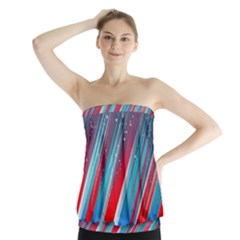 Abstract Red White Blue Feathery Strapless Top by Pakrebo