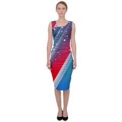 Abstract Red White Blue Feathery Sleeveless Pencil Dress by Pakrebo