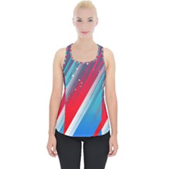 Abstract Red White Blue Feathery Piece Up Tank Top by Pakrebo