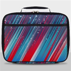 Abstract Red White Blue Feathery Full Print Lunch Bag by Pakrebo