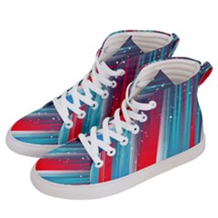 Abstract Red White Blue Feathery Women s Hi-top Skate Sneakers