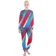 Abstract Red White Blue Feathery Women s Lounge Set