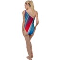 Abstract Red White Blue Feathery To One Side Swimsuit View2