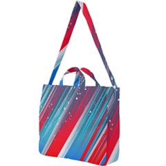 Abstract Red White Blue Feathery Square Shoulder Tote Bag