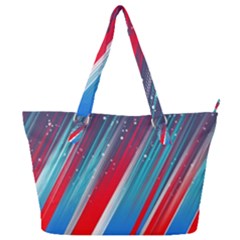 Abstract Red White Blue Feathery Full Print Shoulder Bag by Pakrebo