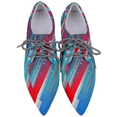 Abstract Red White Blue Feathery Pointed Oxford Shoes