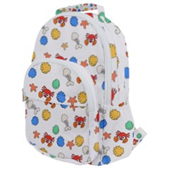 Crabs Pattern Rounded Multi Pocket Backpack