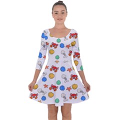 Crabs Pattern Quarter Sleeve Skater Dress