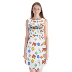 Crabs Pattern Sleeveless Chiffon Dress  