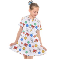 Crabs Pattern Kids  Short Sleeve Shirt Dress