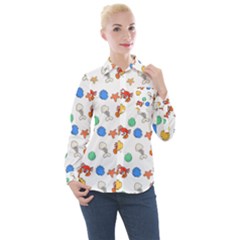 Crabs Pattern Women s Long Sleeve Pocket Shirt