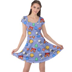 Crabs Pattern Cap Sleeve Dress