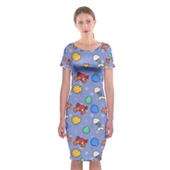 Crabs Pattern Classic Short Sleeve Midi Dress