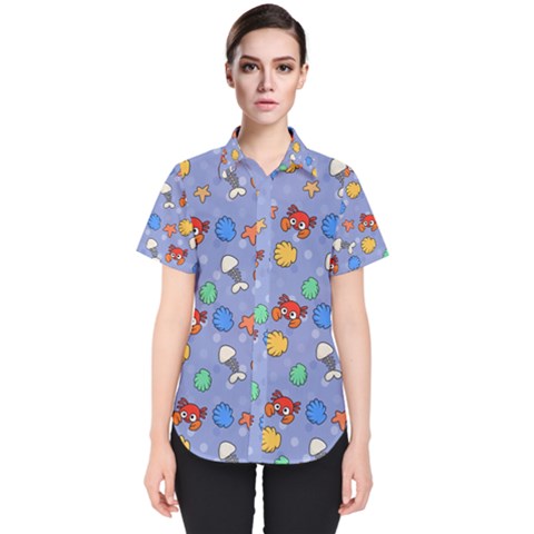 Crabs Pattern Women s Short Sleeve Shirt by Valentinaart