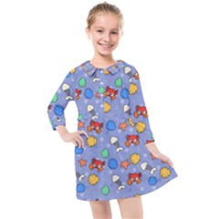 Crabs Pattern Kids  Quarter Sleeve Shirt Dress