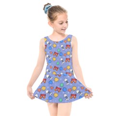 Crabs Pattern Kids  Skater Dress Swimsuit