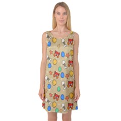 Crabs Pattern Sleeveless Satin Nightdress