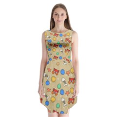 Crabs Pattern Sleeveless Chiffon Dress  