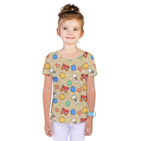 Crabs Pattern Kids  One Piece Tee by Valentinaart