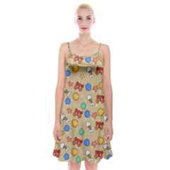 Crabs Pattern Spaghetti Strap Velvet Dress