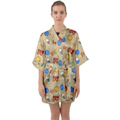 Crabs Pattern Quarter Sleeve Kimono Robe by Valentinaart