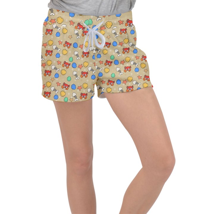 Crabs Pattern Women s Velour Lounge Shorts