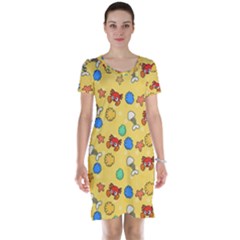 Crabs Pattern Short Sleeve Nightdress by Valentinaart