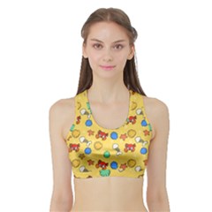 Crabs Pattern Sports Bra With Border by Valentinaart