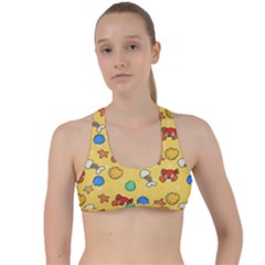 Crabs Pattern Criss Cross Racerback Sports Bra by Valentinaart