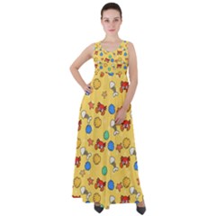 Crabs Pattern Empire Waist Velour Maxi Dress