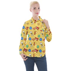 Crabs Pattern Women s Long Sleeve Pocket Shirt