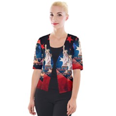 Happy 4th Of July Cropped Button Cardigan by FantasyWorld7