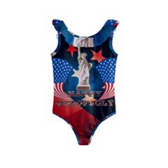 Happy 4th Of July Kids  Frill Swimsuit by FantasyWorld7